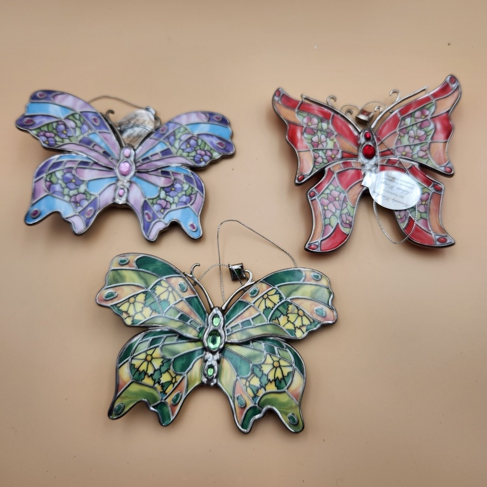 Bradford Exchange Silkin Wings Heirloom Porcelain Butterfly Ornament Set #13